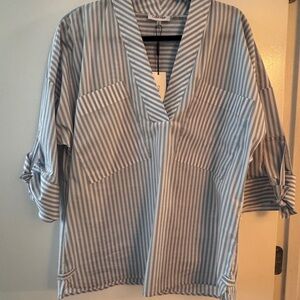 Calvin Klein Blue Striped Blouse